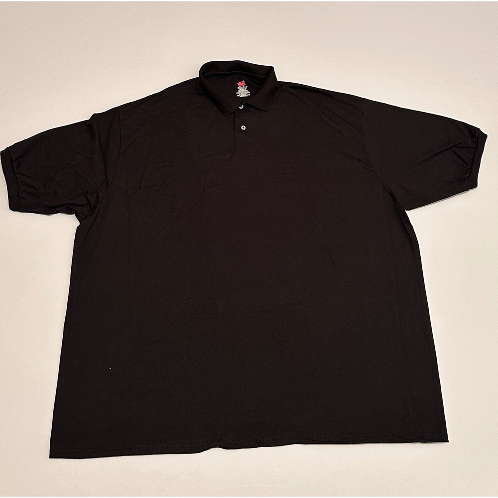 Hanes ComfortBlend EcoSmart Black Polo‎ Shirt Mens 4XL Short Sleeve Jersey Knit